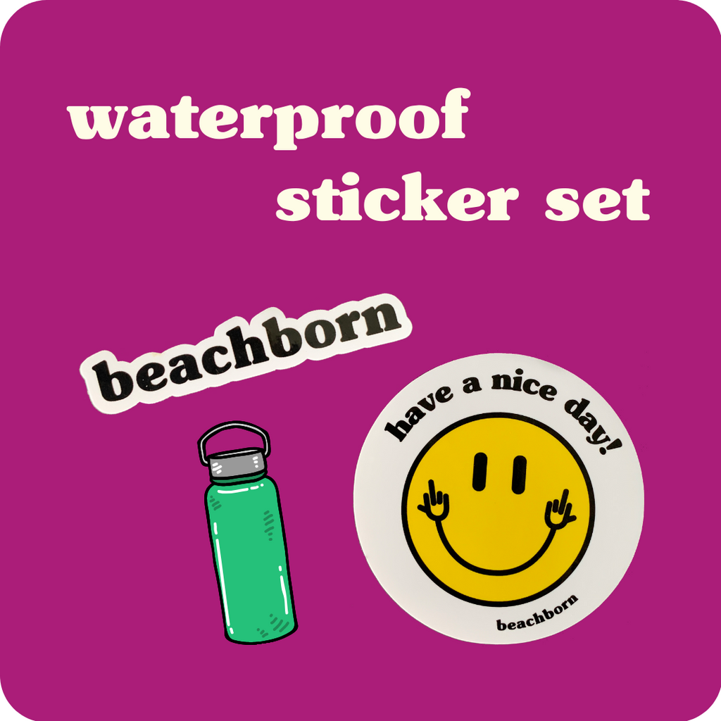 beachborn waterproof tumbler laptop sticker set
